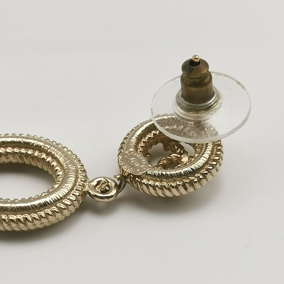 Chanel Earrings Metal And Glass Pearls Gold and Pearly White