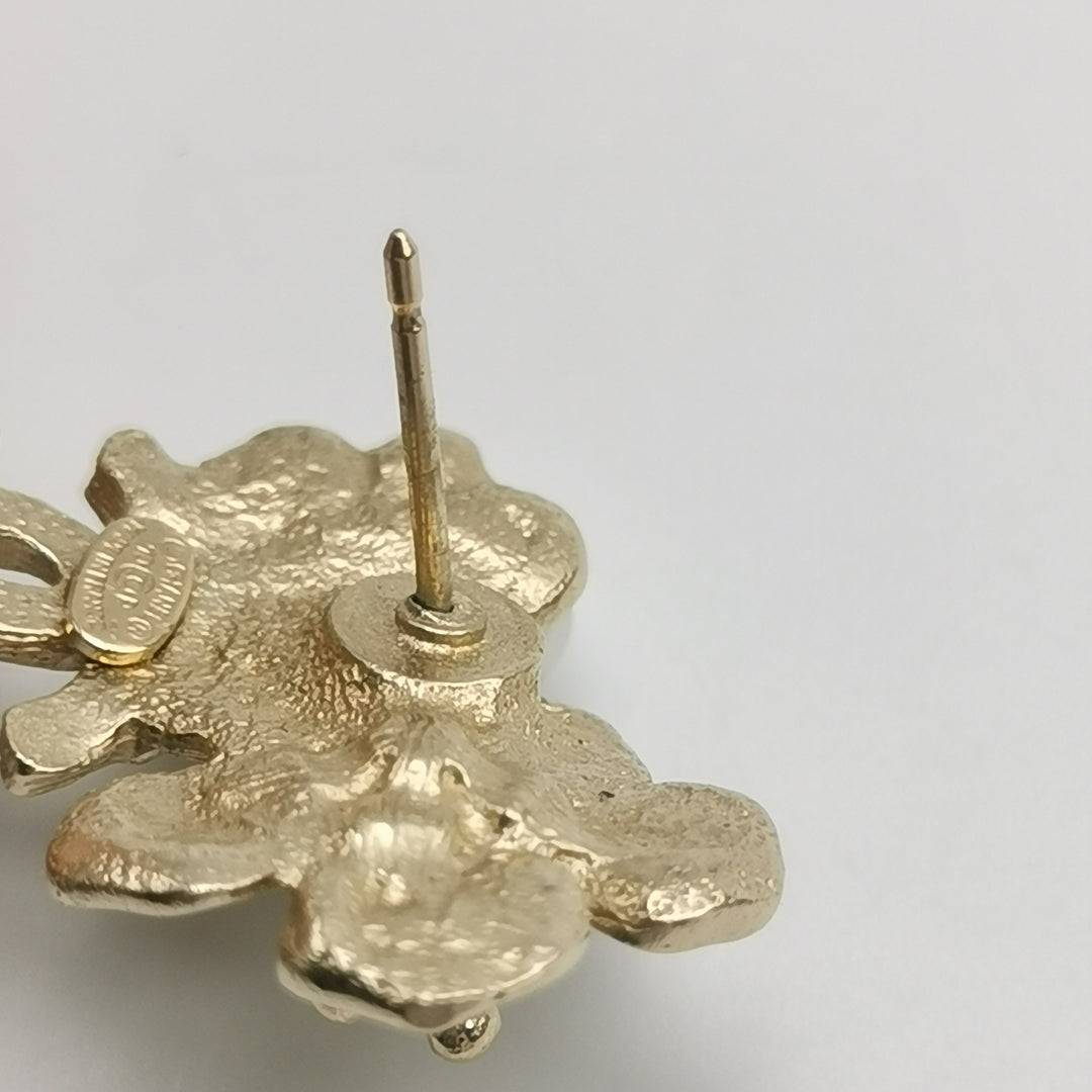 Chanel Pearl CC Flower Earrings Gold