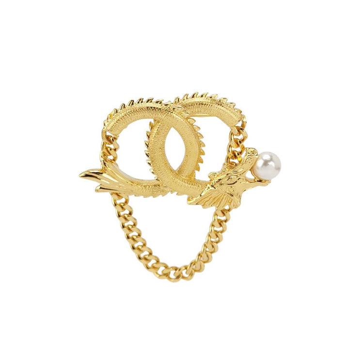 Chanel 2024 Faux Pearl CC Lunar New Year Dragon Brooch