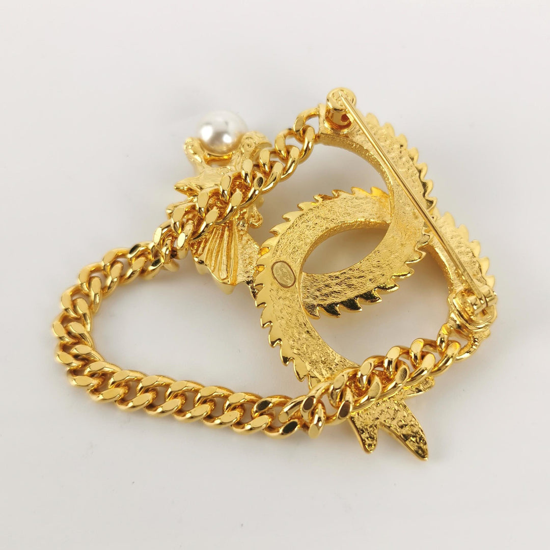 Chanel 2024 Faux Pearl CC Lunar New Year Dragon Brooch