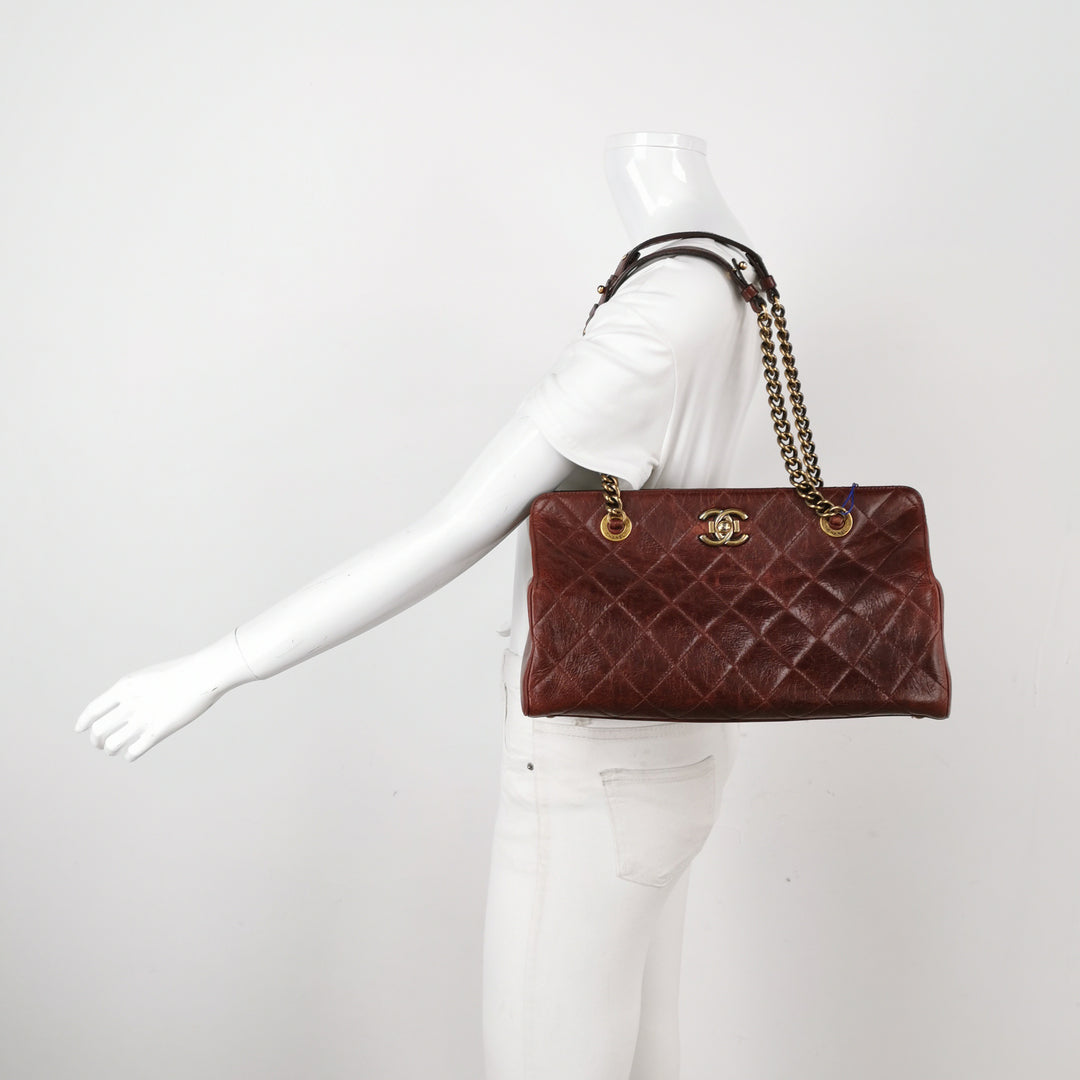 Chanel 2014 Perfect Edge Tote In Bordeaux Calfskin