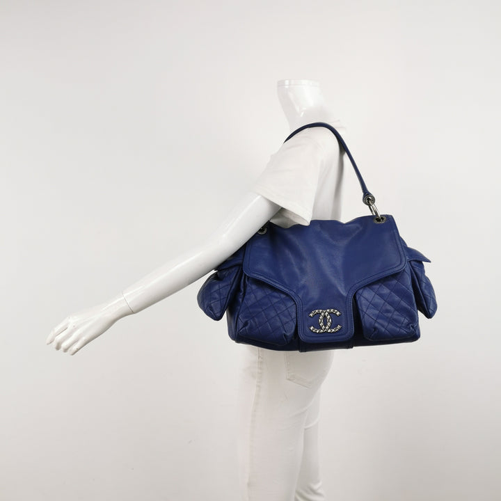 Chanel Coco Rider Flap Satchel Glazed Blue Bag