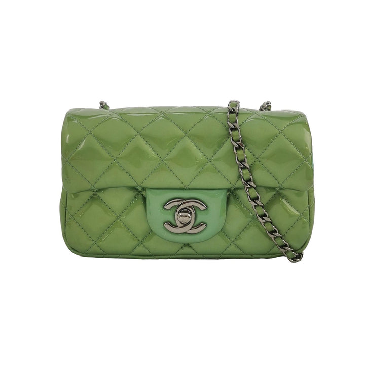 Chanel Patent Quilted Extra Mini Flap Green