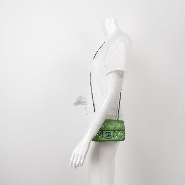 Chanel Patent Quilted Extra Mini Flap Green