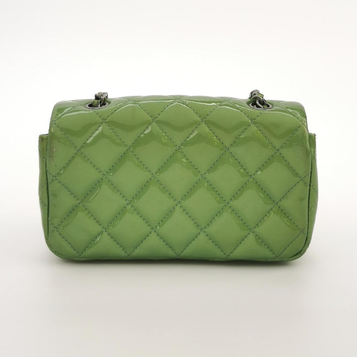 Chanel Patent Quilted Extra Mini Flap Green