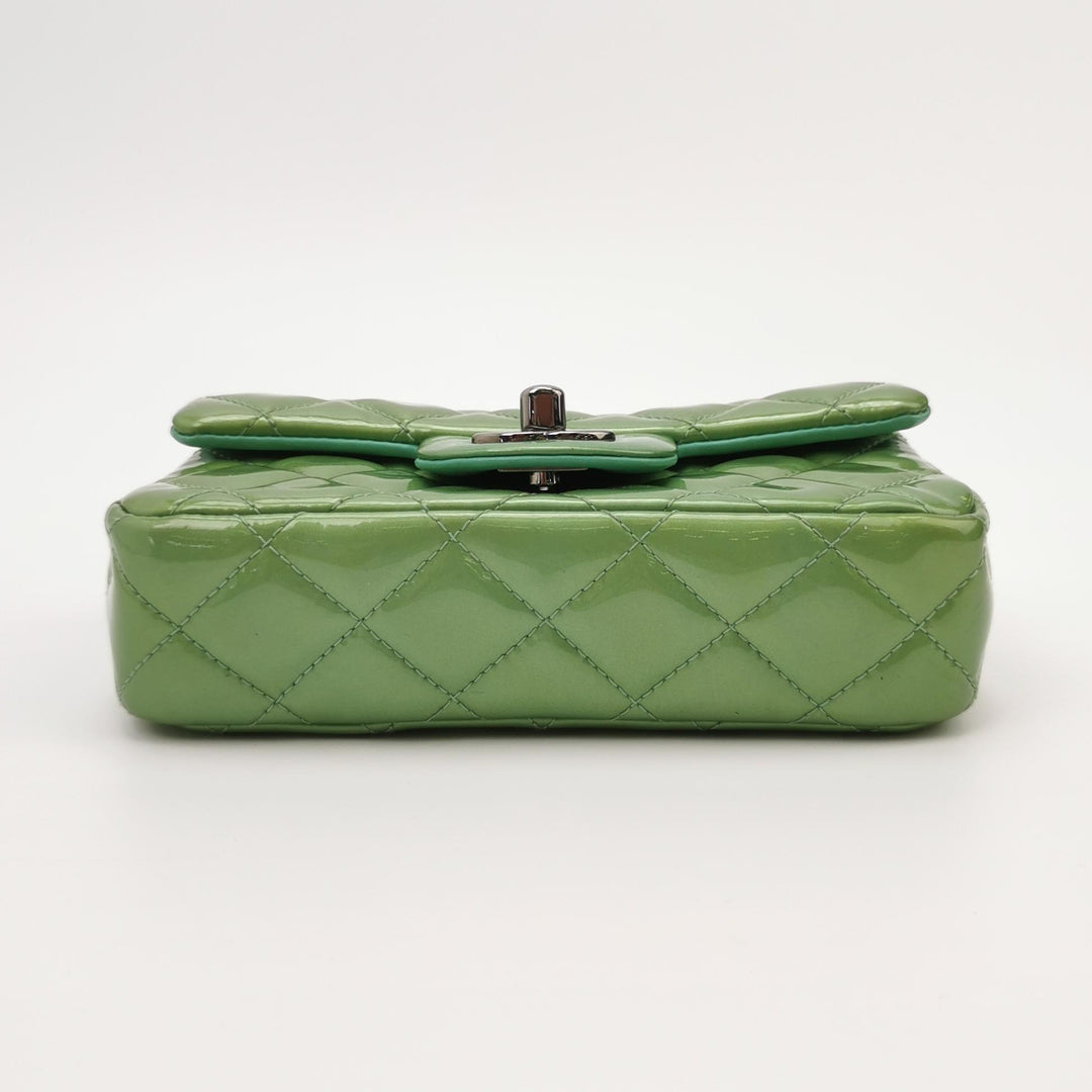 Chanel Patent Quilted Extra Mini Flap Green