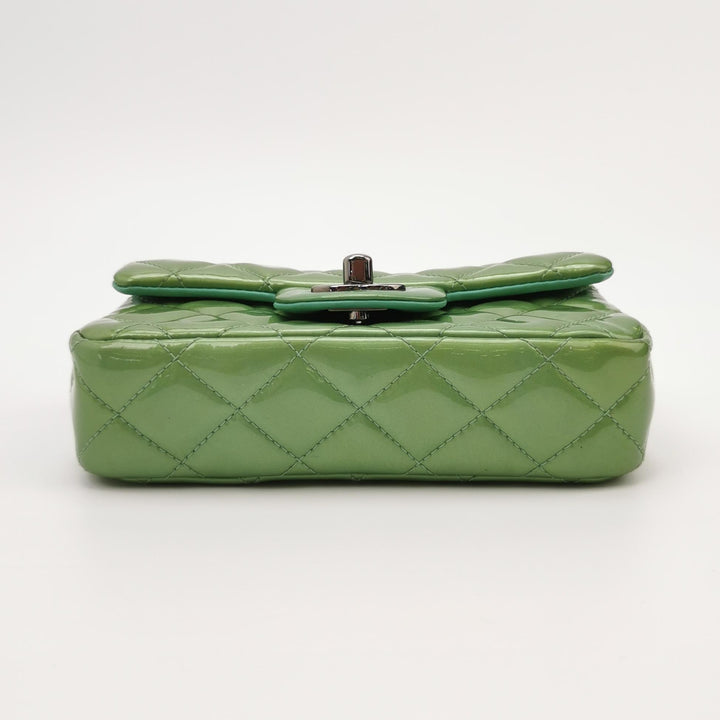 Chanel Patent Quilted Extra Mini Flap Green