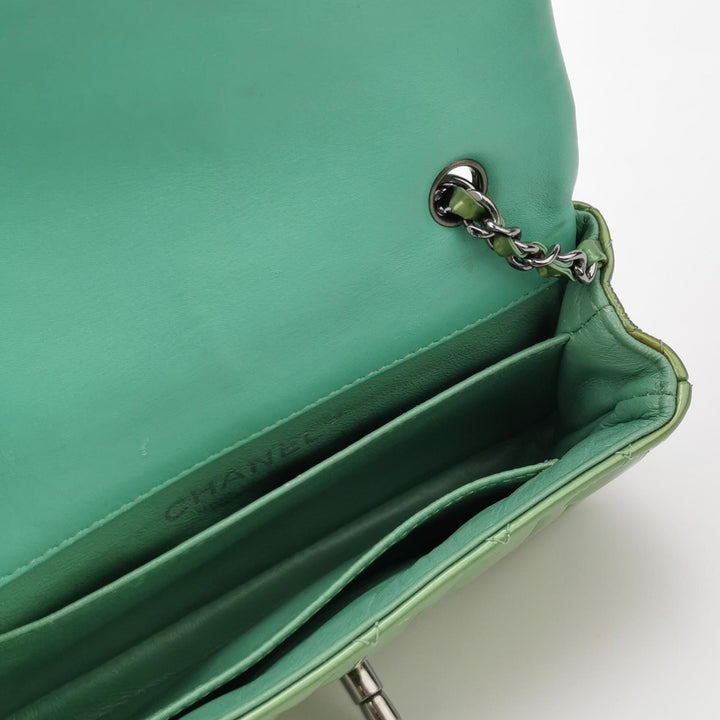 Chanel Patent Quilted Extra Mini Flap Green
