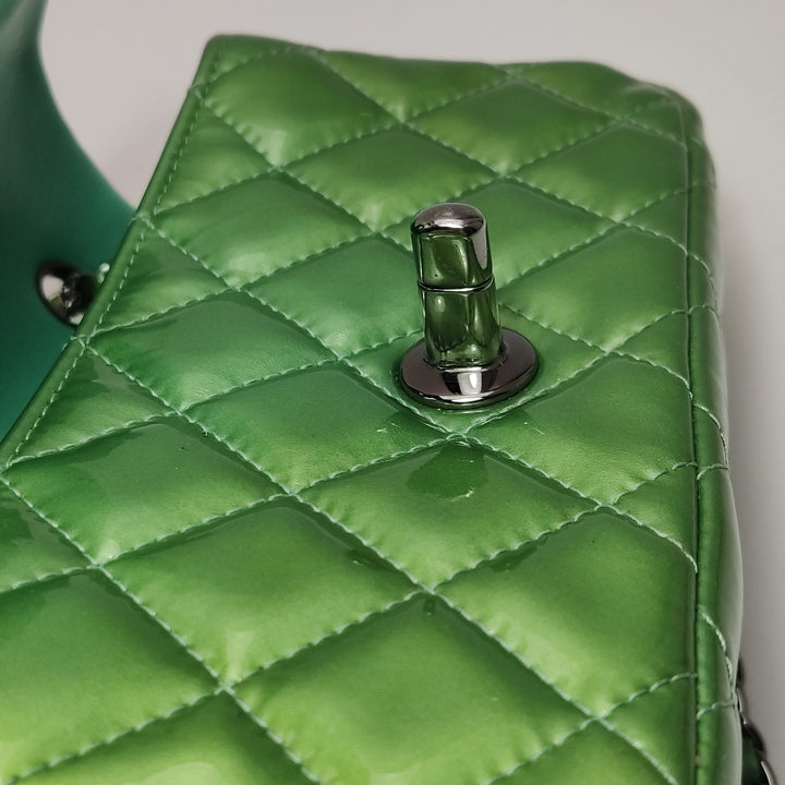 Chanel Patent Quilted Extra Mini Flap Green