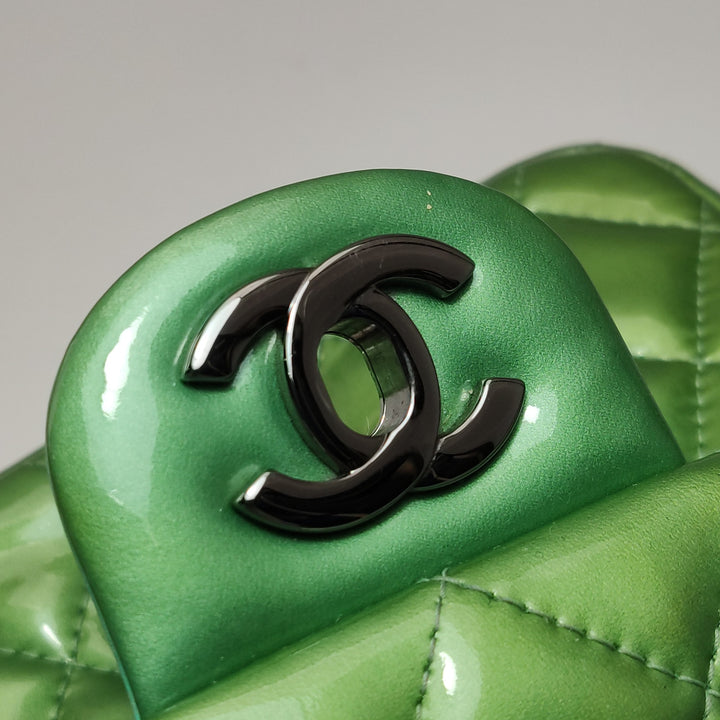 Chanel Patent Quilted Extra Mini Flap Green