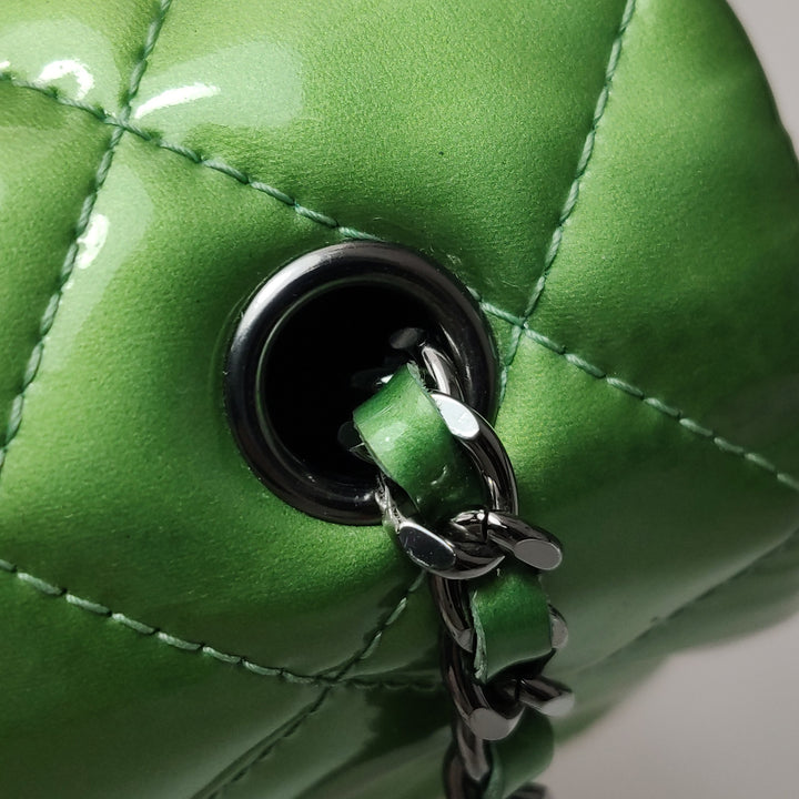 Chanel Patent Quilted Extra Mini Flap Green