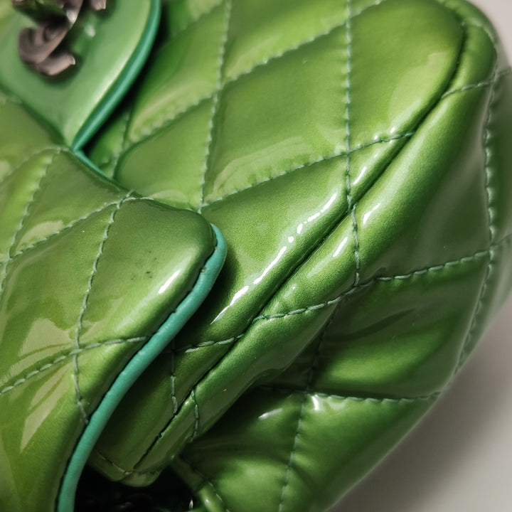 Chanel Patent Quilted Extra Mini Flap Green