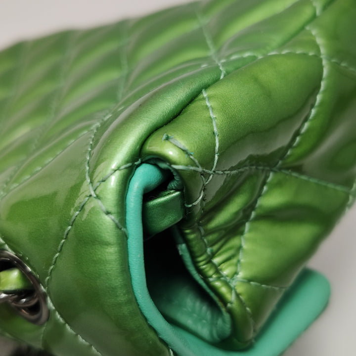Chanel Patent Quilted Extra Mini Flap Green