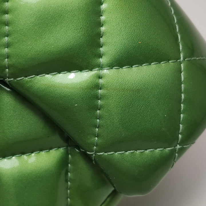 Chanel Patent Quilted Extra Mini Flap Green