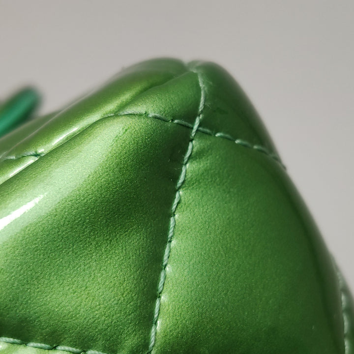 Chanel Patent Quilted Extra Mini Flap Green