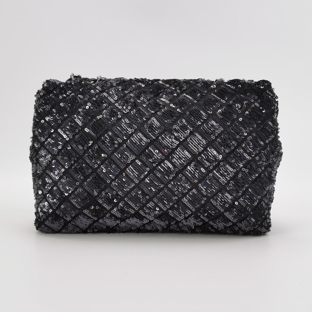 Chanel Black Grey Sequins Flap Bag