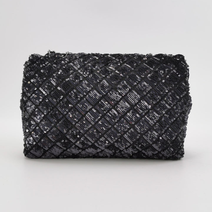 Chanel Black Grey Sequins Flap Bag