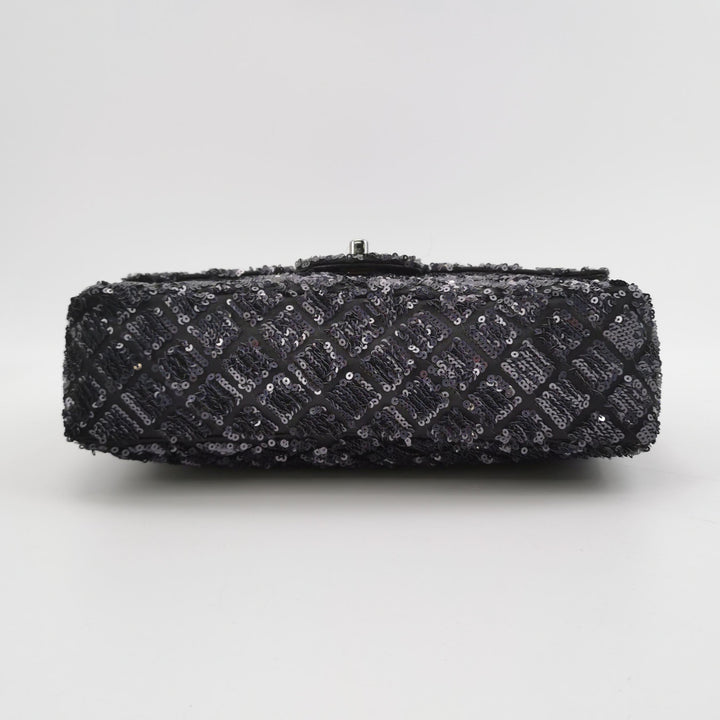 Chanel Black Grey Sequins Flap Bag