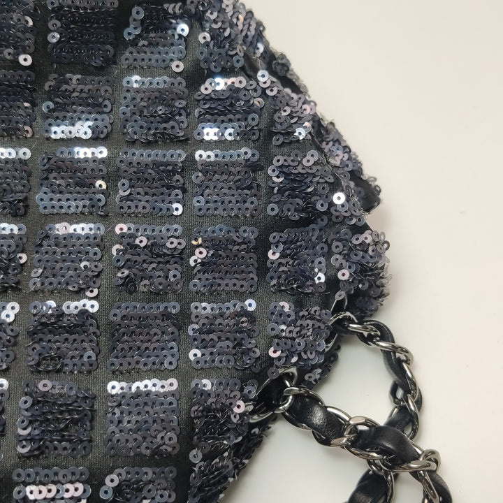 Chanel Black Grey Sequins Flap Bag