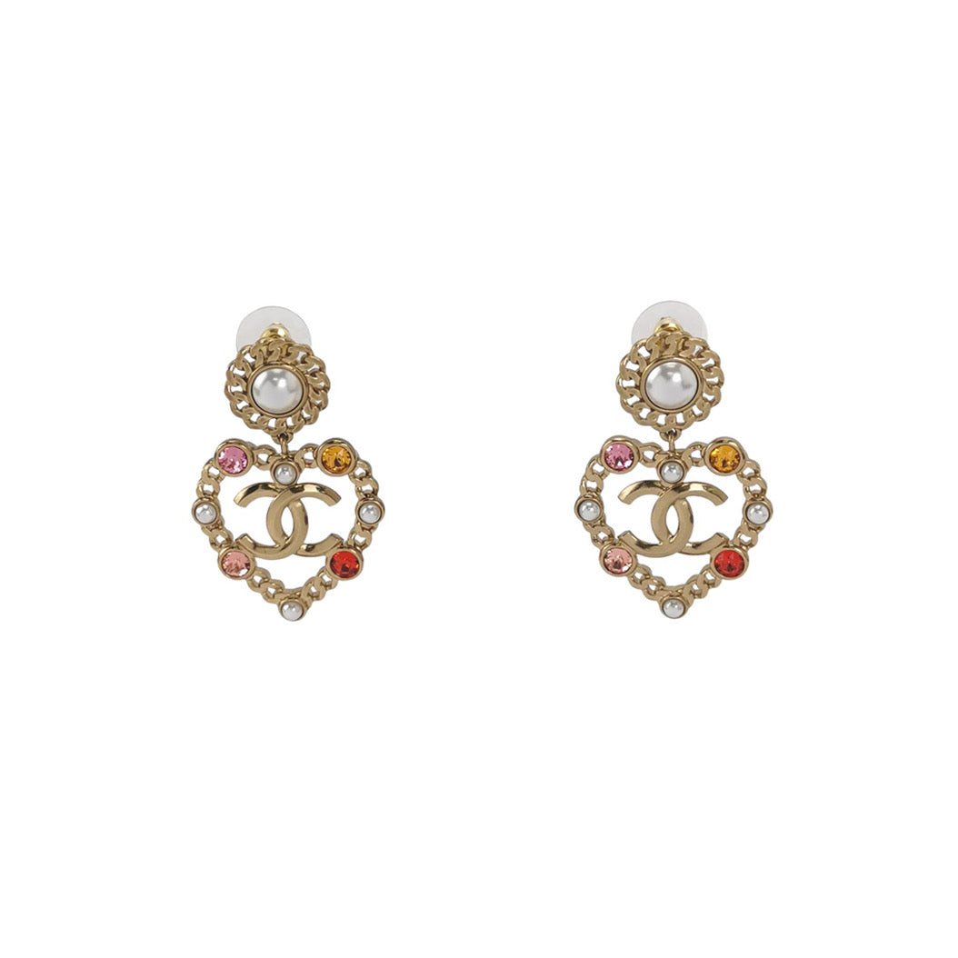 Chanel Heart Shape Dangle Earrings