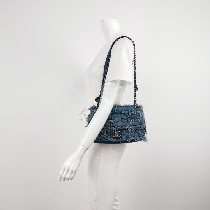 Chanel Fringe Chains Blue Calfskin Denim Flap