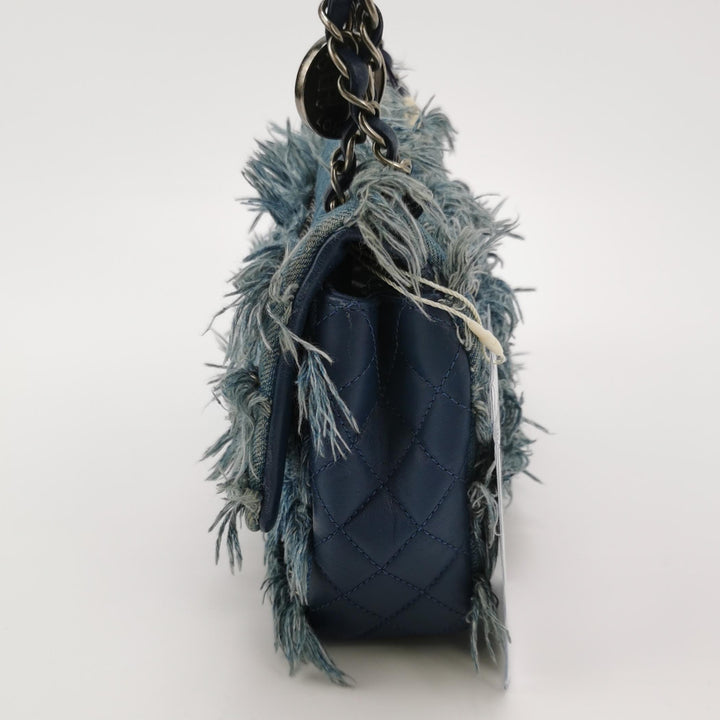 Chanel Fringe Chains Blue Calfskin Denim Flap