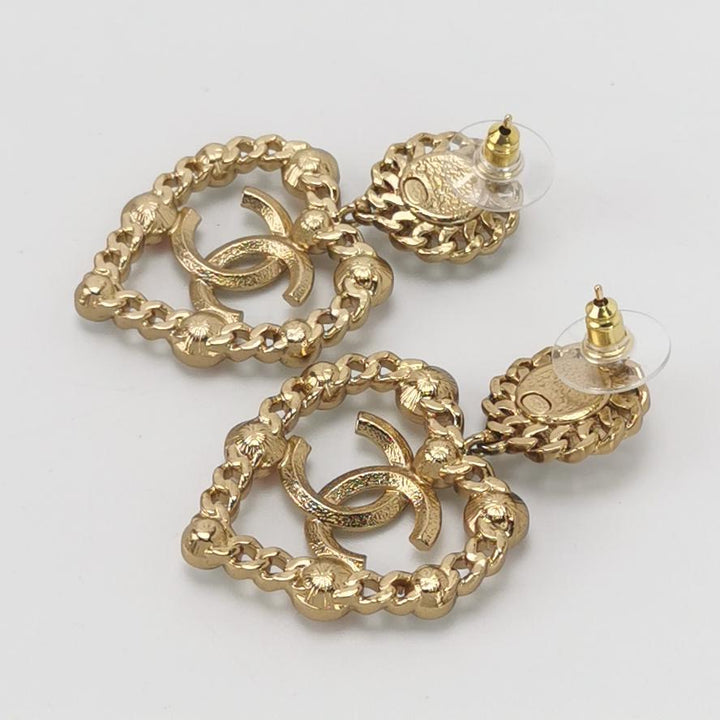 Chanel Heart Shape Dangle Earrings