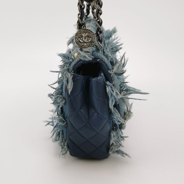 Chanel Fringe Chains Blue Calfskin Denim Flap