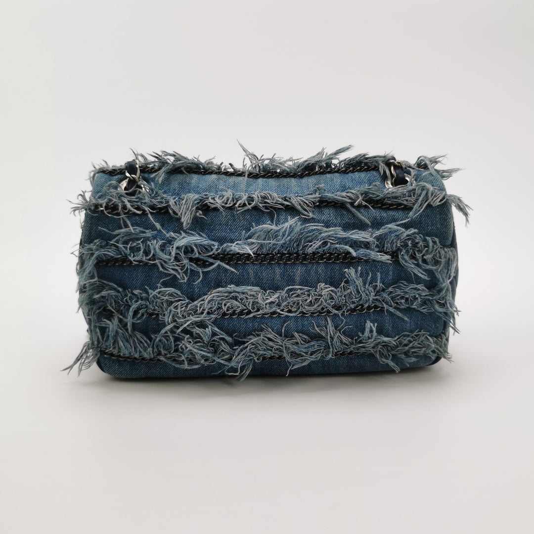 Chanel Fringe Chains Blue Calfskin Denim Flap