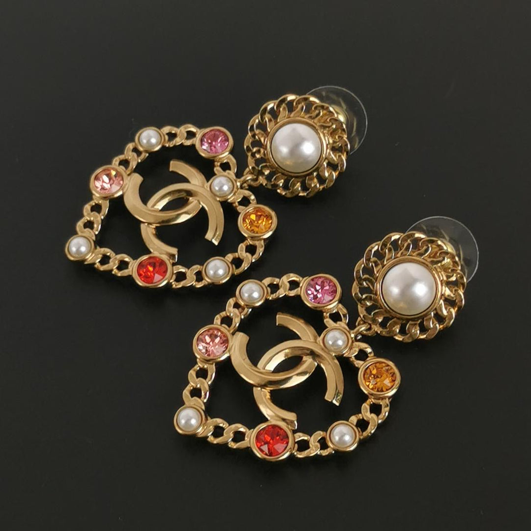 Chanel Heart Shape Dangle Earrings