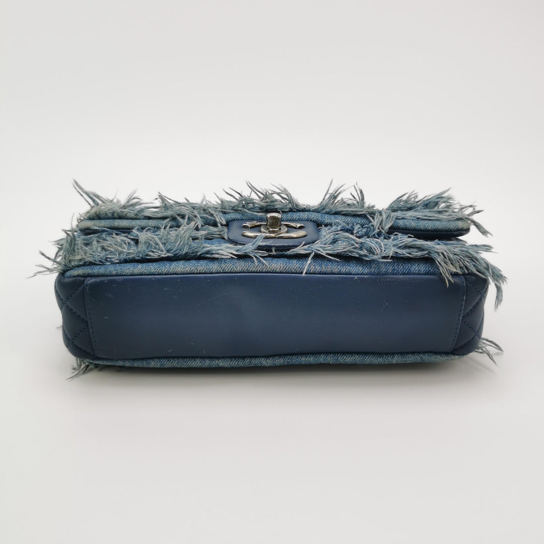 Chanel Fringe Chains Blue Calfskin Denim Flap
