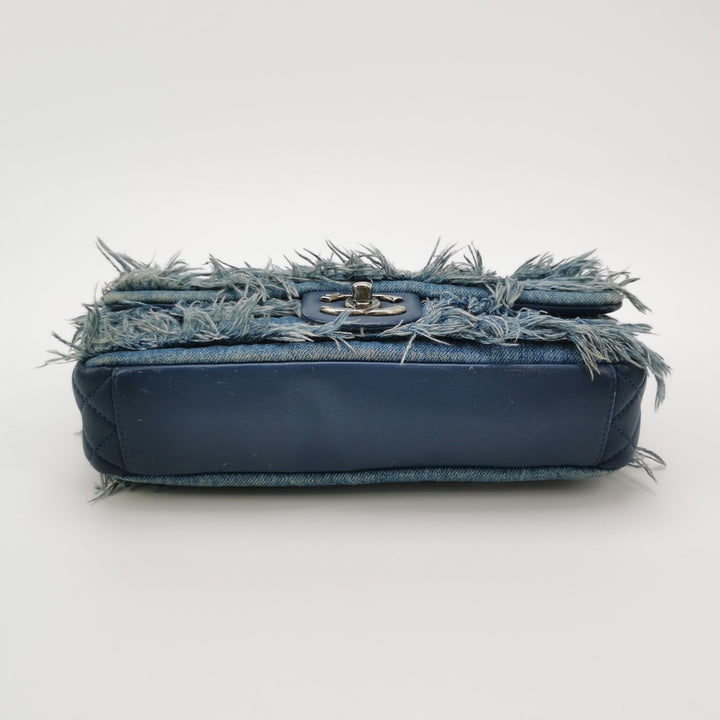 Chanel Fringe Chains Blue Calfskin Denim Flap