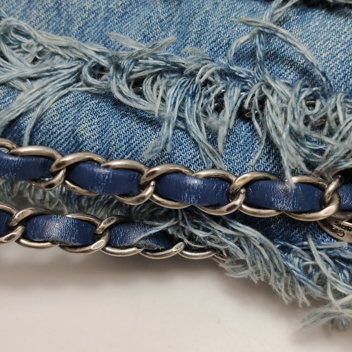 Chanel Fringe Chains Blue Calfskin Denim Flap
