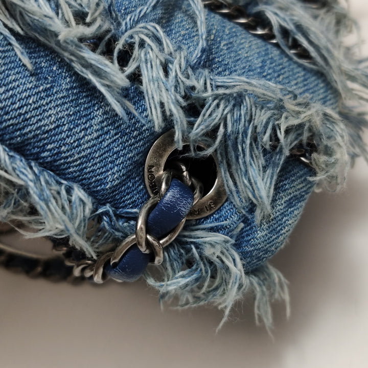 Chanel Fringe Chains Blue Calfskin Denim Flap