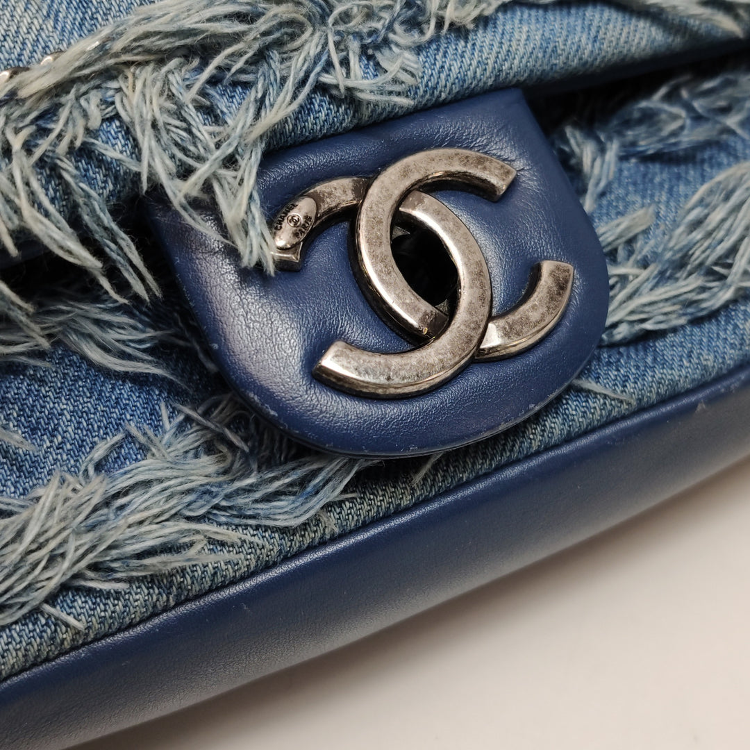 Chanel Fringe Chains Blue Calfskin Denim Flap