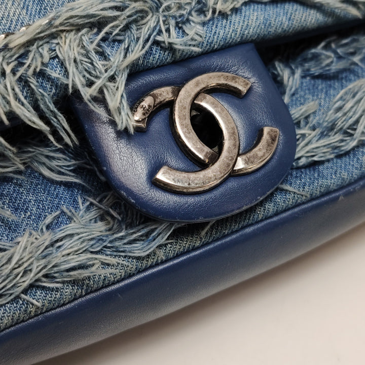 Chanel Fringe Chains Blue Calfskin Denim Flap