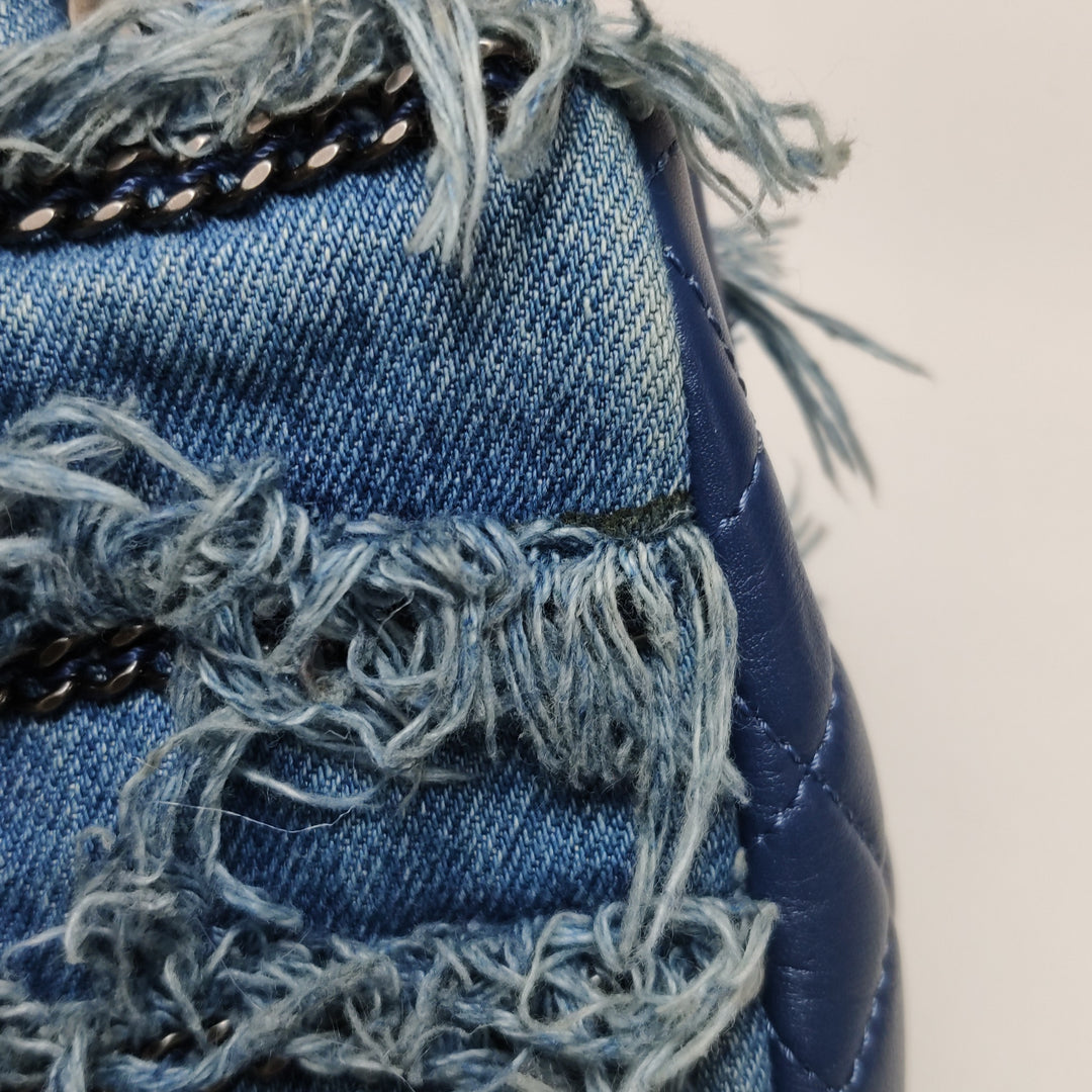 Chanel Fringe Chains Blue Calfskin Denim Flap