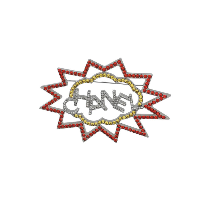 Chanel Strass Logo Burst Brooch
