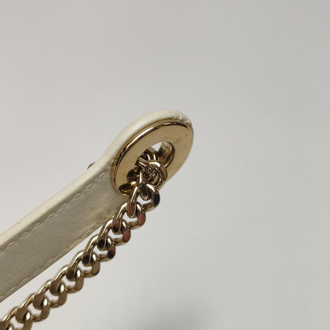 Dior 2018 Mini Lady Dior Smooth White Calfskin Sequin Embroidered Clover