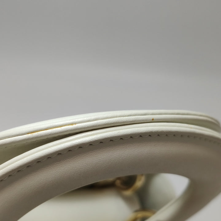 Dior 2018 Mini Lady Dior Smooth White Calfskin Sequin Embroidered Clover