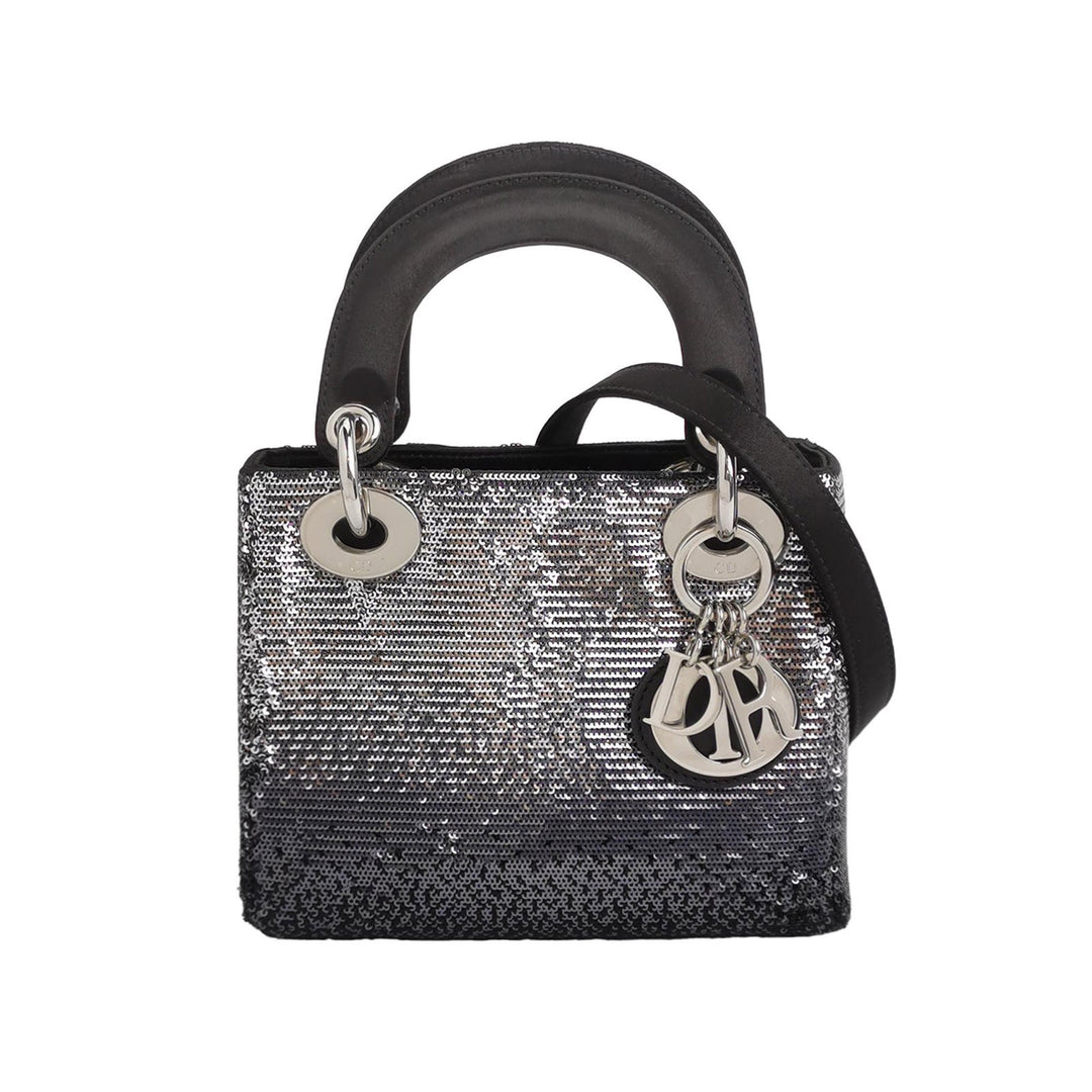 Dior Mini Lady Dior Satin Sequin Gradient Black Silver
