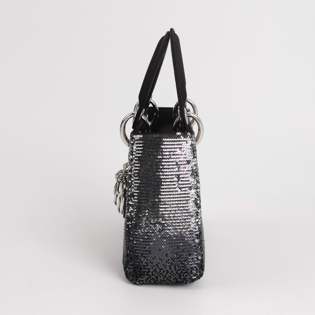 Dior Mini Lady Dior Satin Sequin Gradient Black Silver