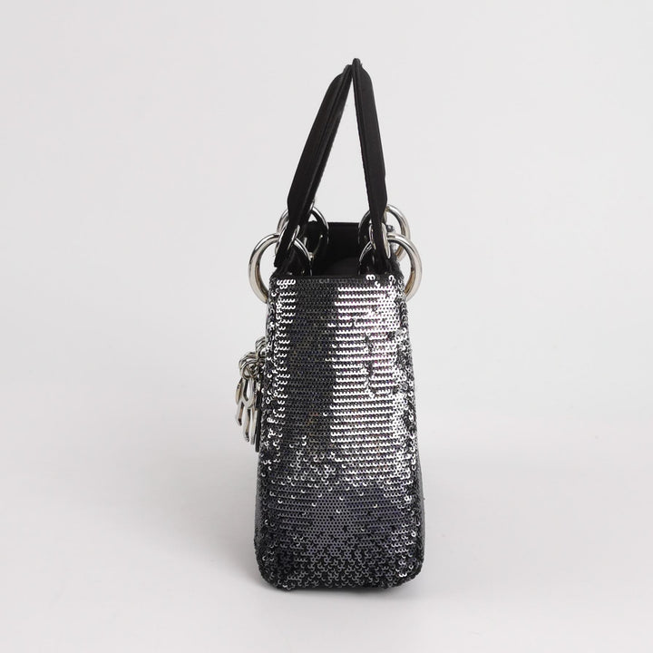 Dior Mini Lady Dior Satin Sequin Gradient Black Silver