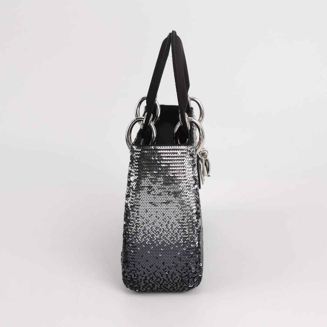 Dior Mini Lady Dior Satin Sequin Gradient Black Silver