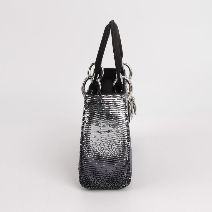 Dior Mini Lady Dior Satin Sequin Gradient Black Silver