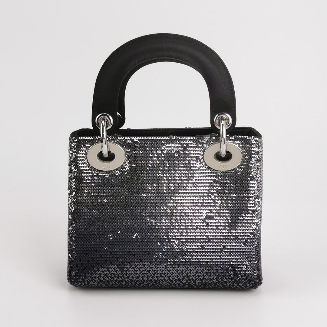 Dior Mini Lady Dior Satin Sequin Gradient Black Silver