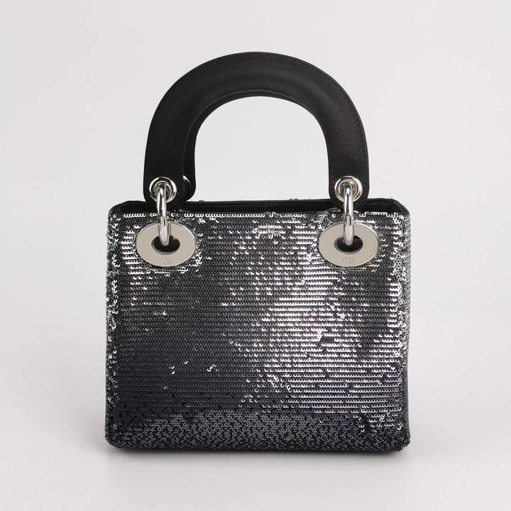 Dior Mini Lady Dior Satin Sequin Gradient Black Silver