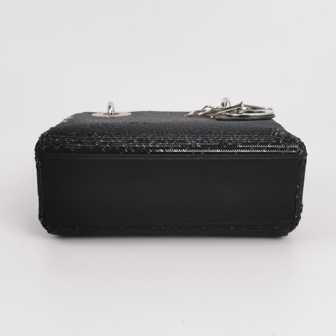 Dior Mini Lady Dior Satin Sequin Gradient Black Silver