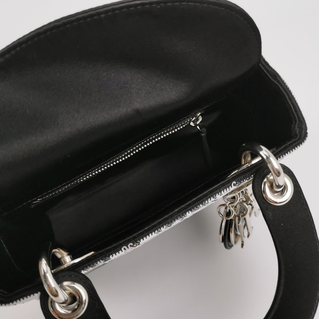 Dior Mini Lady Dior Satin Sequin Gradient Black Silver
