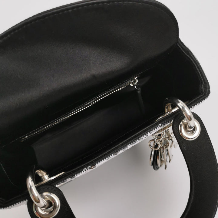 Dior Mini Lady Dior Satin Sequin Gradient Black Silver